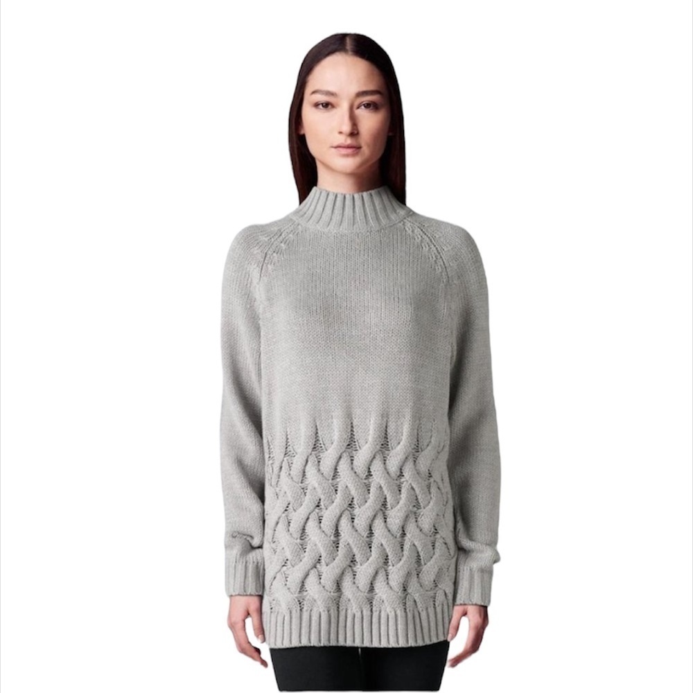 Simply Vera Wang Womens Gray Crew Neck Cable Knit Dress Sweater Plus Sz XXL New